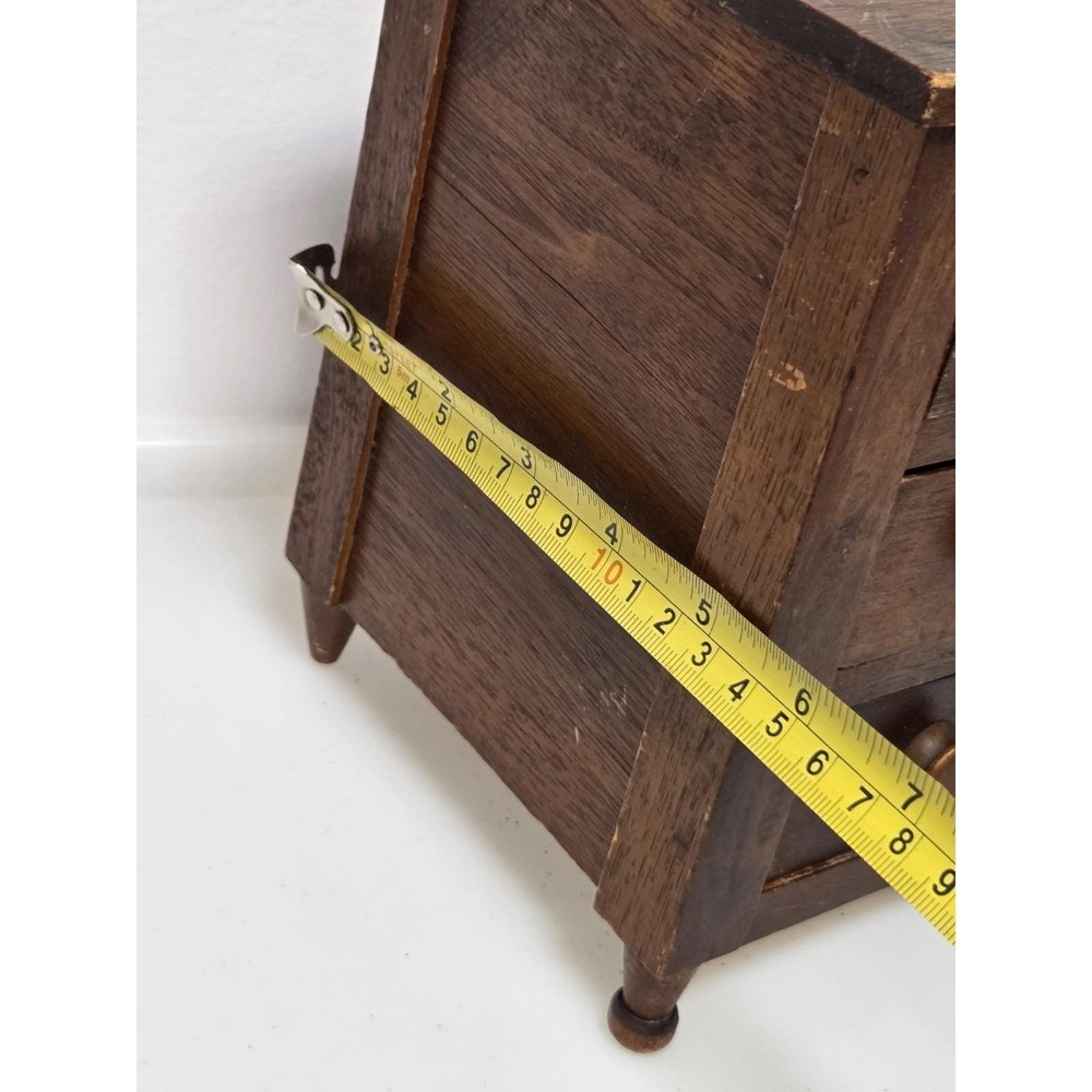 Antique 19th Century Miniature Wood Vanity Doll Accessory Drawer Chest 9"x6"x8" - Picture 12 of 12
